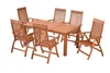 A wooden garden furniture set consisting of a table and six chairs, displayed on a white background. Produktbild-Vorschau
