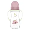 A baby bottle with a pink cap and green handles, decorated with a koala illustration and gold accents. Produktbild-Vorschau