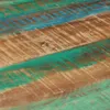 A close-up view of a wooden surface with distressed paint in green and blue. Náhľad obrázku produktu