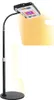 A black floor lamp with an adjustable gooseneck arm holding a rectangular LED grow light fixture. The light fixture has visible red and purple LEDs. Produktbild-Vorschau