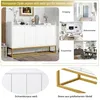 A collage of images showing a white sideboard with gold legs, and various room settings where it could be placed. Anteprima dell’immagine prodotto