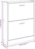 A line drawing showing the dimensions of a white two-door shoe cabinet. Podgląd zdjęcia produktu