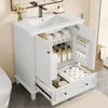 A white bathroom vanity with the doors and drawer open, revealing storage. Anteprima dell’immagine prodotto