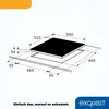 A technical diagram of a black induction cooktop with dimensions and measurements. Produktbild-Vorschau