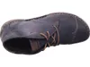 A top-down view of a blue leather boot. Voir les images du produit