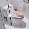 A toilet seat with a decorative pattern of wood grain and starfish. Produktbild-Vorschau