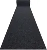 A dark gray ribbed runner rug is rolled up at one end and laid out on a white background. Produktbild-Vorschau