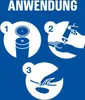 An instructional graphic showing three steps for applying a product. Podgląd zdjęcia produktu