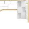A white and wood bunk bed with a desk and shelves. Podgląd zdjęcia produktu