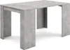A concrete-effect dining table with two rectangular legs.