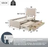 Product dimensions and features of a bed frame with drawers. Produktbild-Vorschau