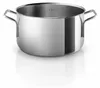 A stainless steel pot with two handles is shown against a white background. Anteprima dell’immagine prodotto