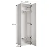 A white wardrobe with its doors open, showing dimensions and internal structure. Produktbild-Vorschau