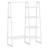 A white metal garment rack with multiple shelves against a white background. Náhled obrázku produktu