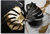 Leinwandbild Monstera Gold-Schwarz auf weiß-schwarzem Produktbild-Vorschau 3