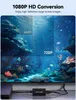 A product image showing an AV to HDMI adapter connected to a TV displaying an underwater scene with resolution indicators. Produktbild-Vorschau