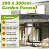 Angel Living 300x200cm Parasol en aluminium avec manivelle Voir les images du produit 6