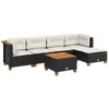 6-tlg. Garten-Sofagarnitur mit Kissen Schwarz Poly Rattan Produktbild-Vorschau 1