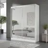 Kleiderschrank zum Schlafzimmer für Kleidung mit Spiegel, Höhe: 200cm, Breite: 150 cm, Weiß Produktbild-Vorschau