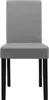 A front view of a gray upholstered dining chair with black legs, isolated on a white background. Anteprima dell’immagine prodotto