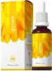 A product box and bottle of Gynex, a homeopathic remedy, with a prominent image of a calendula flower. Podgląd zdjęcia produktu
