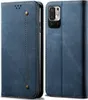 A blue flip-style phone case for a Redmi Note 10 5G is shown from the front and side. Produktbild-Vorschau