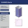 Diagram and specifications for a shower cabin. Produktbild-Vorschau