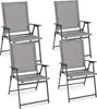 Four gray folding chairs are arranged in a grid formation against a white background. Produktbild-Vorschau