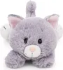 A plush toy cat lying down, viewed from the front. Náhľad obrázku produktu