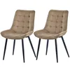 Two upholstered dining chairs with black metal legs against a white background. Produktbild-Vorschau