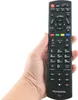 A hand holding a black Panasonic TV remote control against a white background. Produktbild-Vorschau