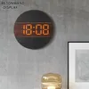 Digitale Holz-Wanduhr mit LED-Anzeige – Groß, rund, 12/24 Produktbild-Vorschau 6