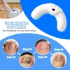 A collage of images showing a foot being treated with a nail fungus laser device, the device itself, and a progression of nail fungus stages. Voir les images du produit