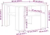 A diagram showing the dimensions of a white coffee table. Náhled obrázku produktu