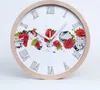 Holzuhr 30fi cm wanduhr - weiße Spitzen - Erdbeeren und Produktbild-Vorschau 1