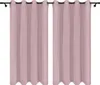 Two pink curtains hanging on a black curtain rod against a white background. Náhľad obrázku produktu