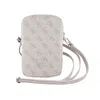 A pink and beige Guess wallet phone bag with a repeating logo pattern and a triangle logo on the front. Náhled obrázku produktu
