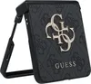 A black Guess phone case with a gold logo and the Guess brand name on it, shown in a folded position. Produktbild-Vorschau