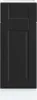 A black kitchen cabinet with a detailed front panel and a drawer at the top, presented on a white background. Produktbild-Vorschau