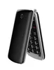 A black flip phone is shown open against a white background. Produktbild-Vorschau