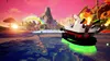 A cartoon-like racing game scene with a boat on water, a tropical island, and a volcano in the background. Náhled obrázku produktu