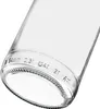 Close-up of the bottom of a clear glass bottle, showing embossed text and markings. Produktbild-Vorschau