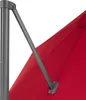 A close-up view of a red umbrella's canopy and support arm. Produktbild-Vorschau