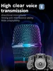 A close-up of a microphone with speakers in the foreground, set against a dark, abstract background with sound wave graphics. Náhľad obrázku produktu