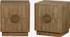 Two matching bedside tables with a fluted wood design and a circular brass handle are displayed against a white background. Produktbild-Vorschau