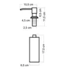 Diagram showing the dimensions of a soap dispenser and its bottle. Náhled obrázku produktu
