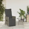 vidaXL Poltrona da giardino regolabile con cuscino Grigio Anteprima dell’immagine prodotto 3