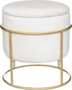 A white velvet storage ottoman with a gold metal frame, shown against a white background. Náhled obrázku produktu