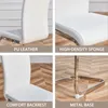 A collage of four images showcasing different features of white dining chairs. Produktbild-Vorschau