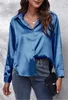 ASKSA Chemise Femme Satin Col V Chemise Elégante Boutons Voir les images du produit 3